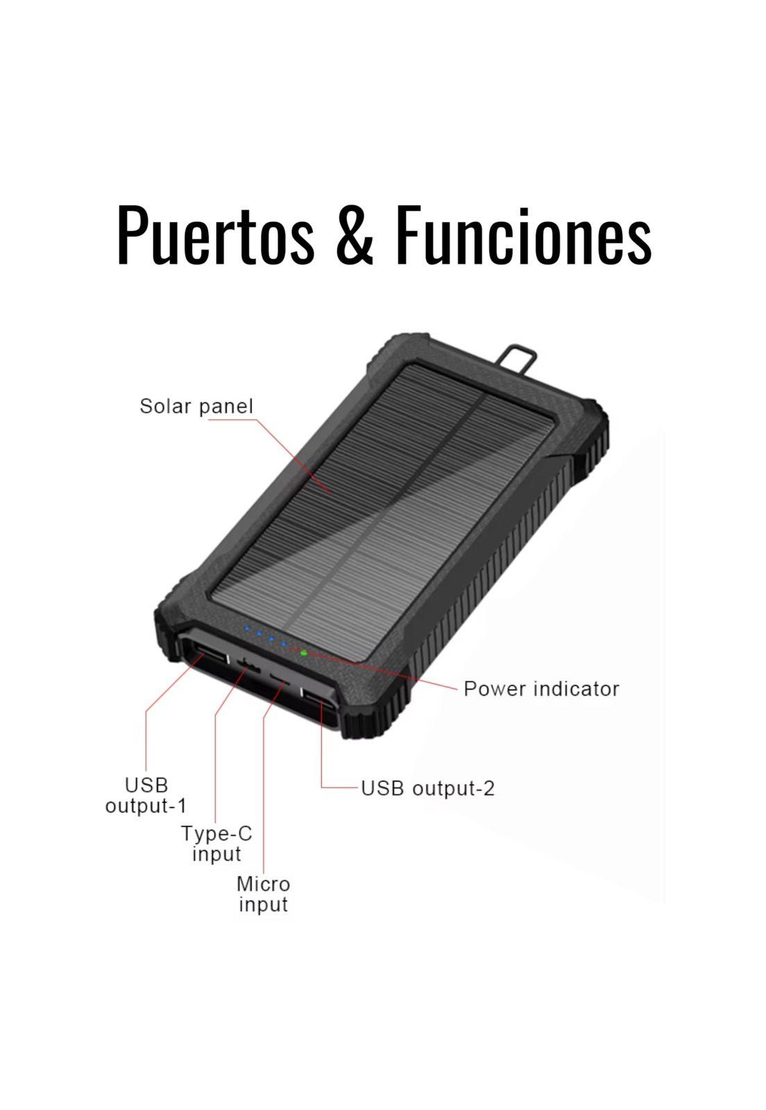 Powerbank Solar Outdoor Multipuertos 10000maH Carga Rápida-8