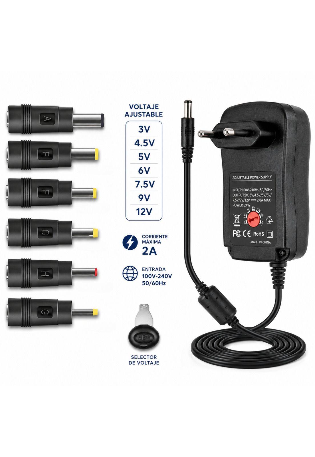 Transformador 12V Regulables 2A / 24W + 6 Plug Universales-4