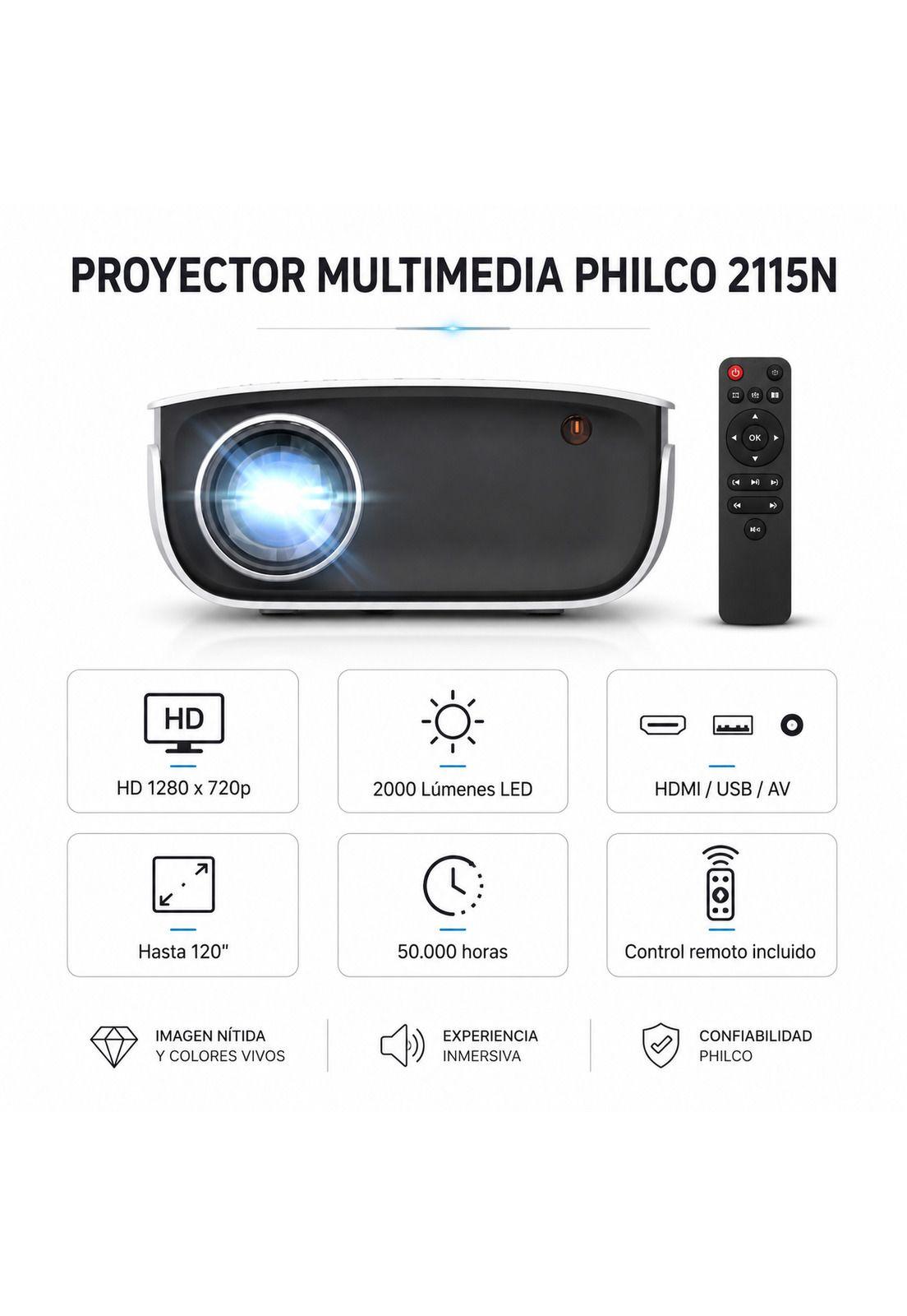 Proyector HD 1280*720p 2000 Lumenes LED con HDMI / USB / AV-7