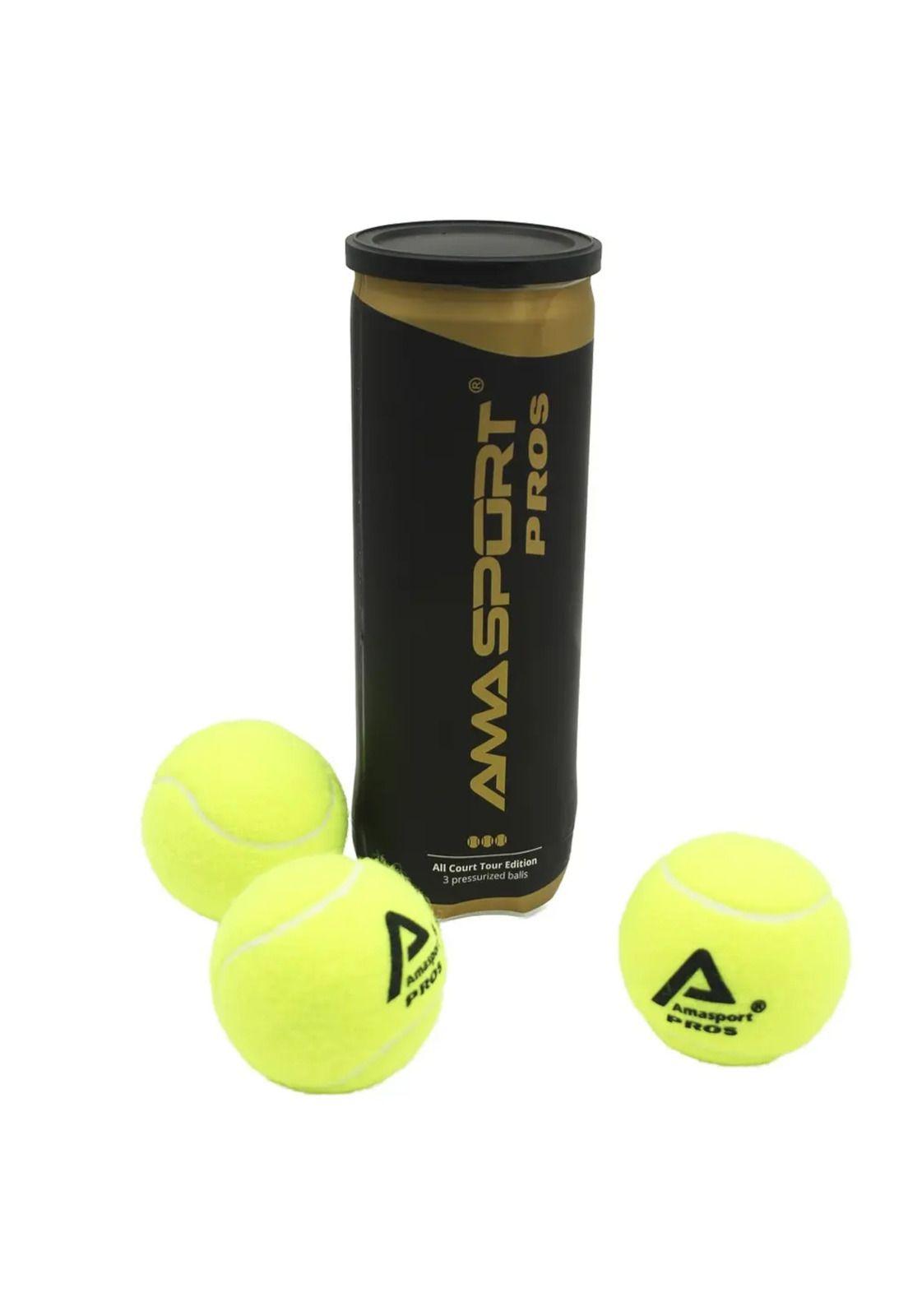 Pack de 3  Pelotas de Padel AmaSport PROS  All Court Tour Edition Pressurized-3