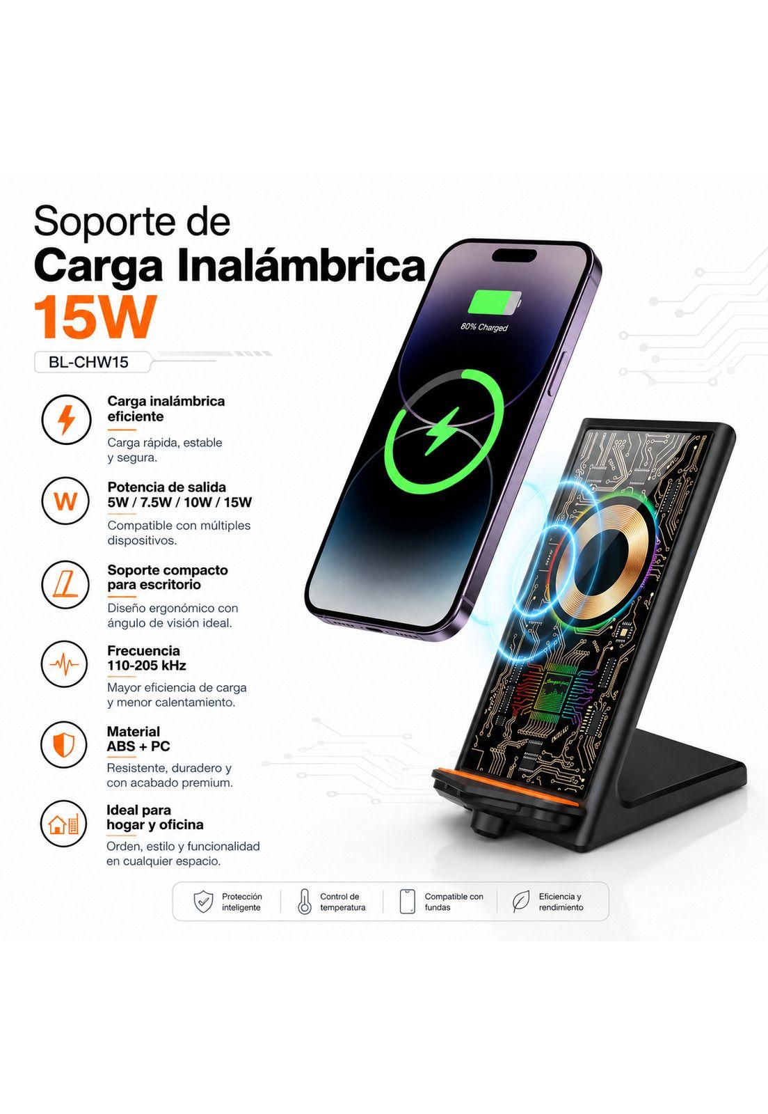 Cargador Inalambrico Qi 15W Carga Rapida Universal-4