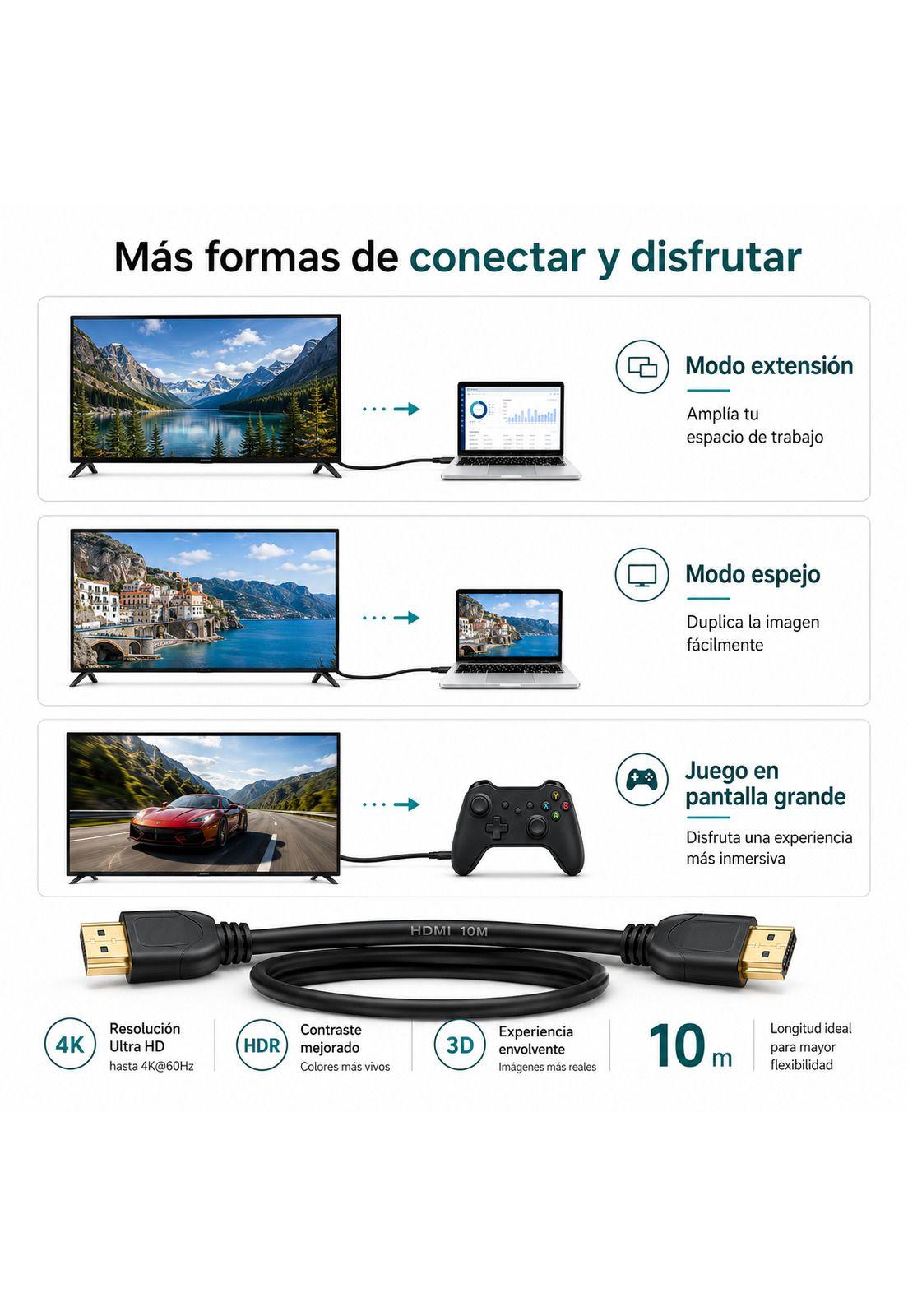 Cable HDMI 4K Profesional 10MT  Ultra HD Versión HDMI 2.0-8