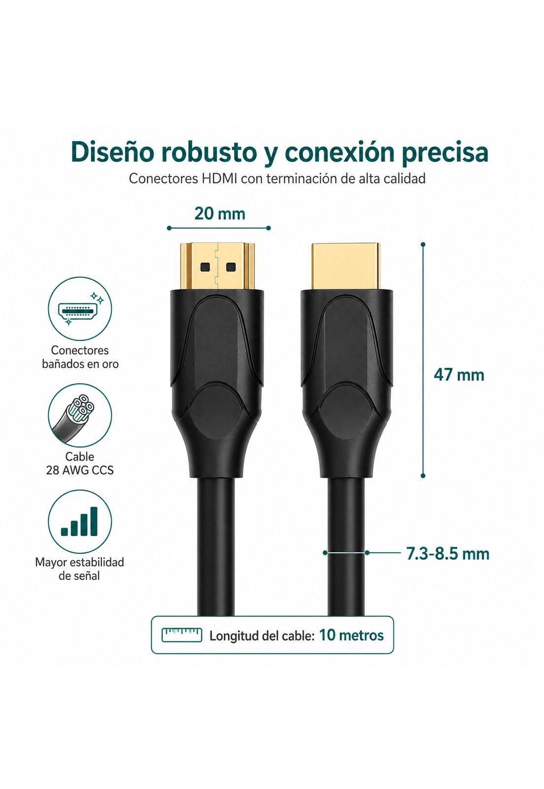 Cable HDMI 4K Profesional 10MT  Ultra HD Versión HDMI 2.0-9