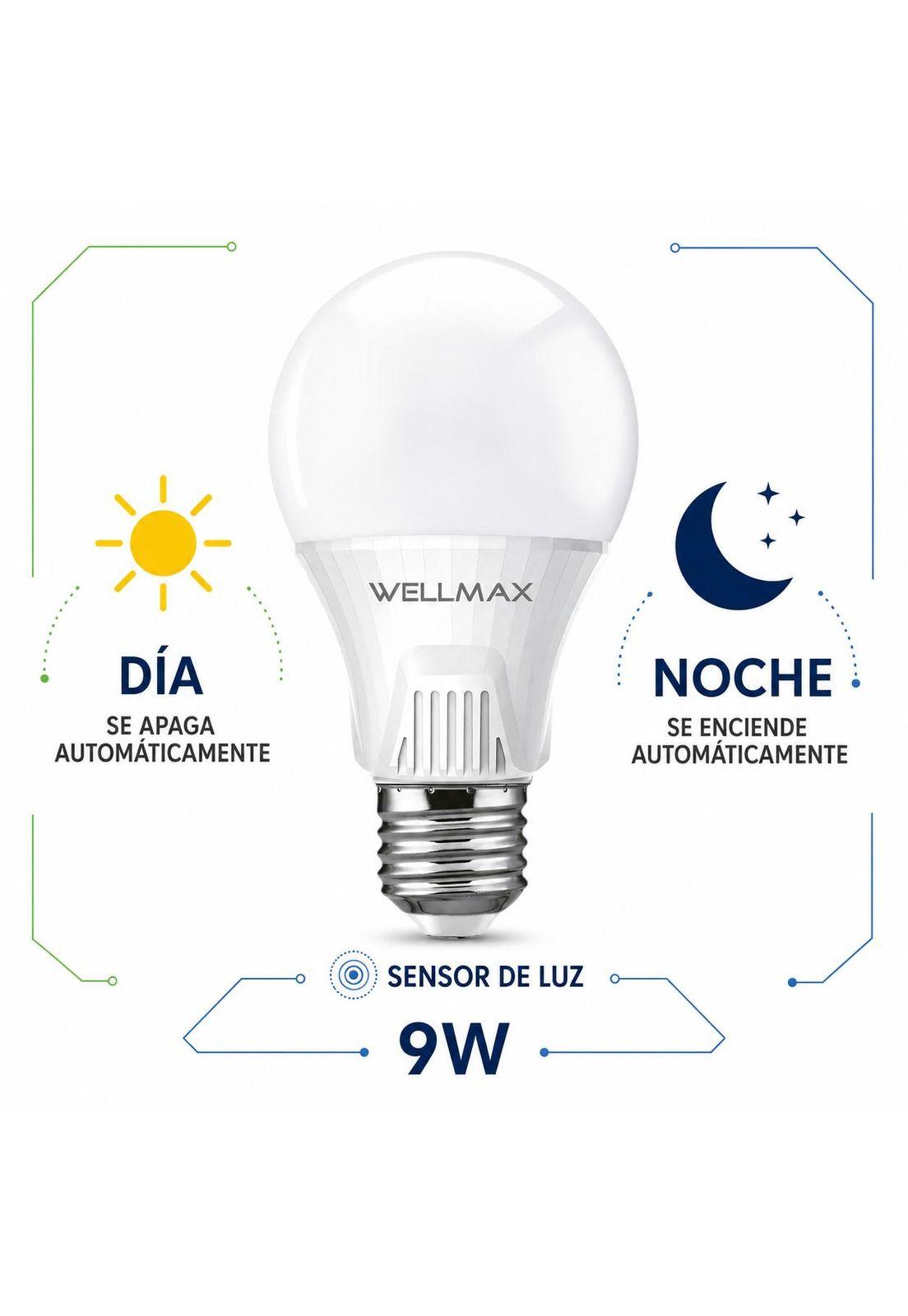 Ampolleta LED Wellmax 9W Sensor Luz Automático-4