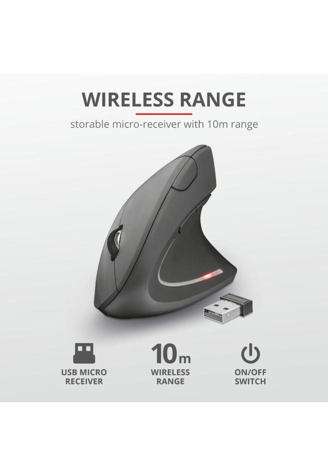 Mouse Vertical Inalámbrico Trust Verto Pro Ergonómico 2.4Ghz-9