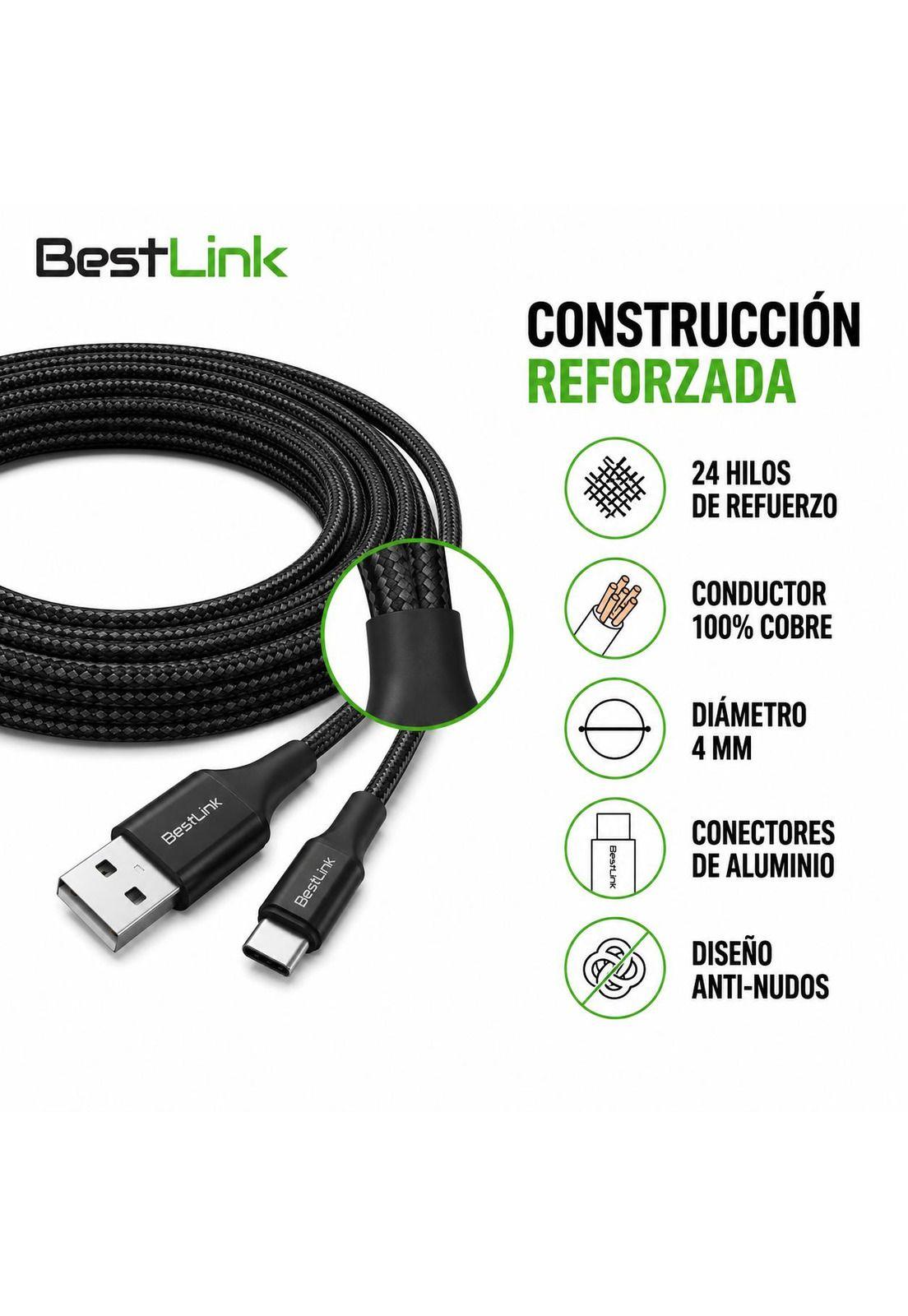 Cable de Datos USB a USB-C 1MT para Android Auto y  CarPlay-6