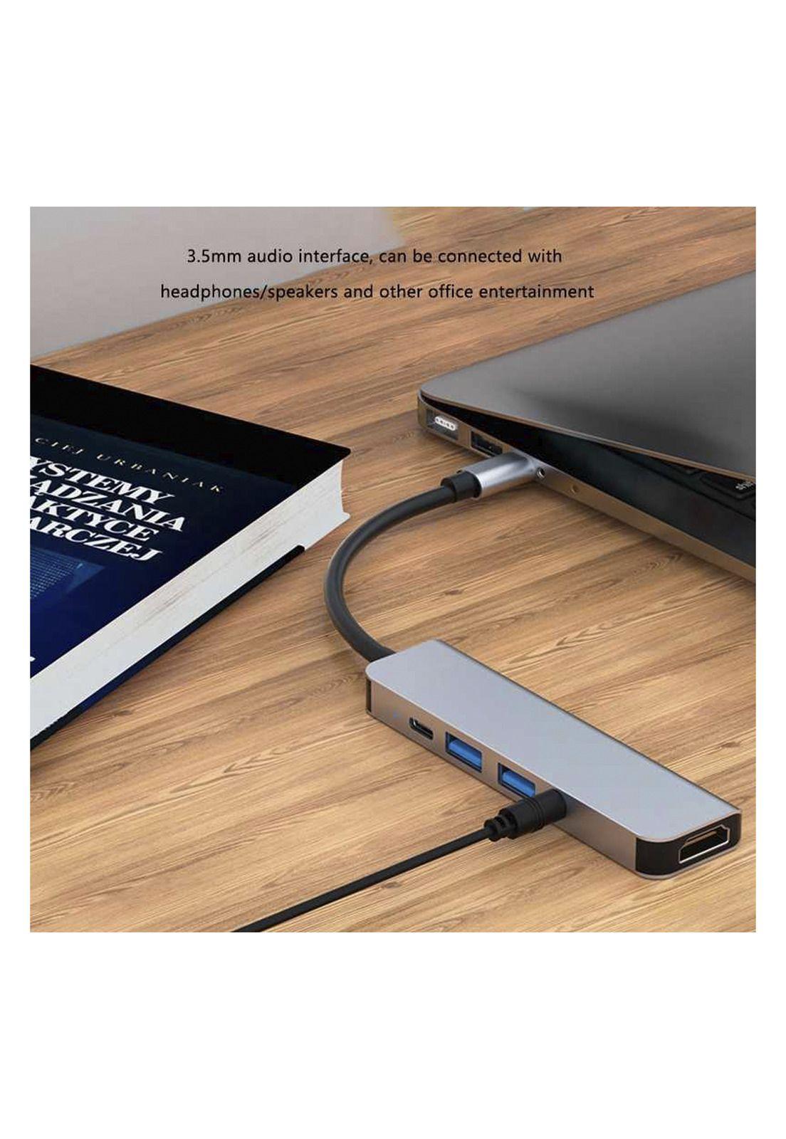 Adaptador Hub Usb-C Multipuertos 5 En 1 (Hdmi, Jack, Usb, Usb C)-3