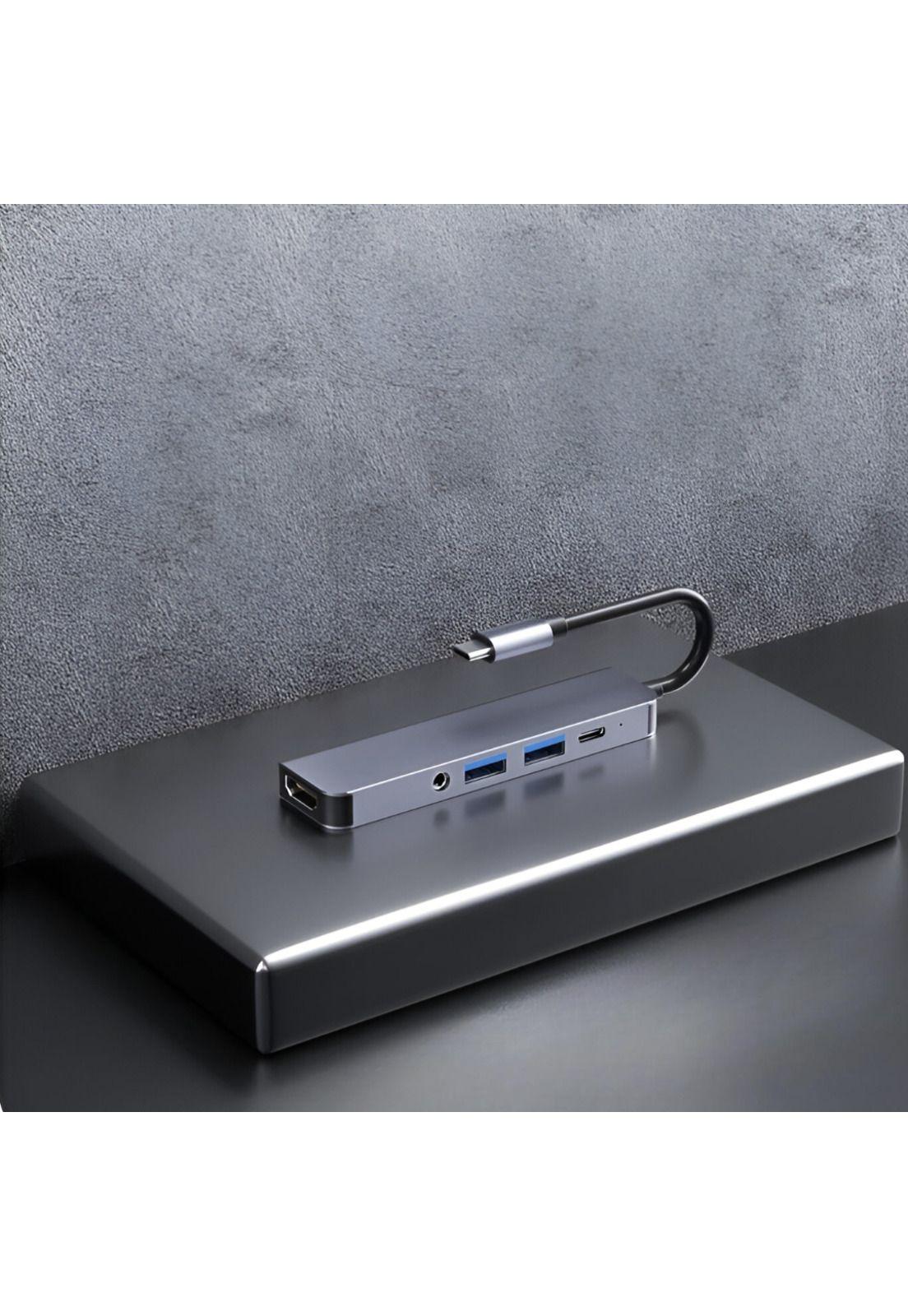 Adaptador Hub Usb-C Multipuertos 5 En 1 (Hdmi, Jack, Usb, Usb C)-4