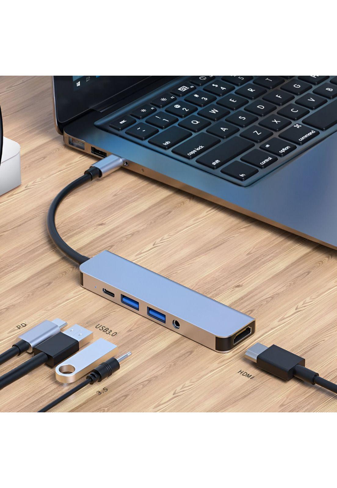 Adaptador Hub Usb-C Multipuertos 5 En 1 (Hdmi, Jack, Usb, Usb C)-5