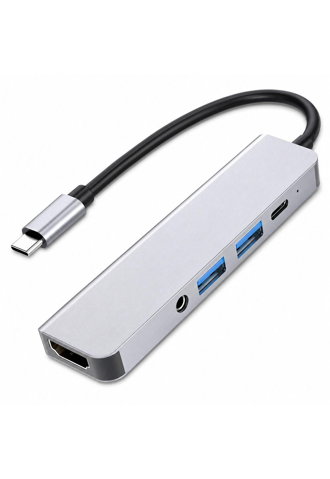 Adaptador Hub Usb-C Multipuertos 5 En 1 (Hdmi, Jack, Usb, Usb C)-2