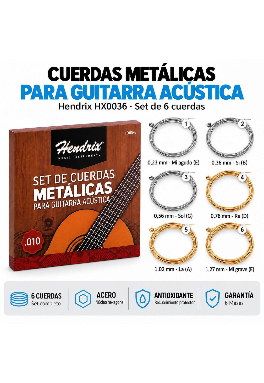 Cuerda De Guitarra Acustica Metalicas Hendrix Hx0036 Pro.-4