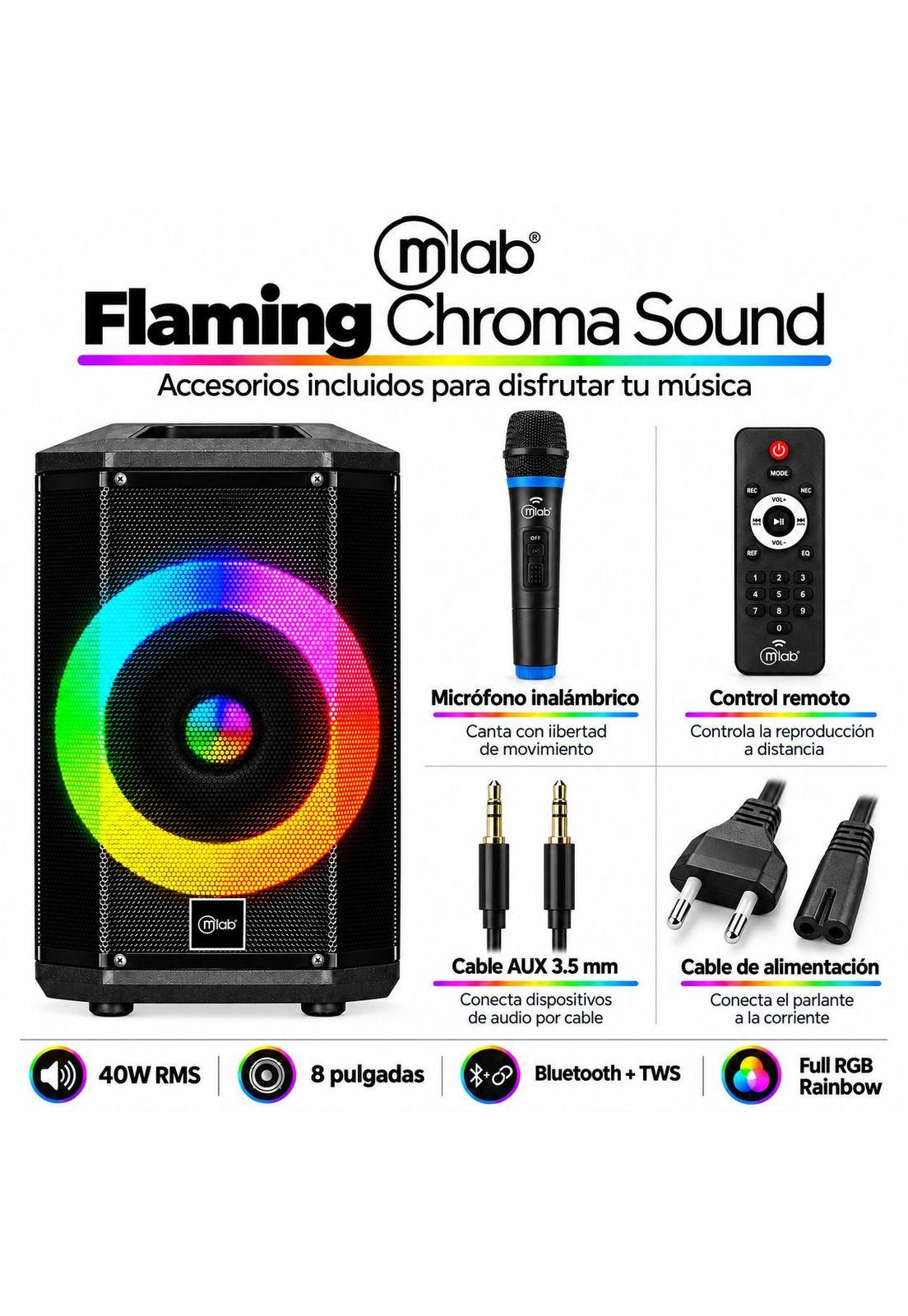 Parlante Bluetooth Flaming Chroma RGB 40W RMS c/Mic Wireless-5