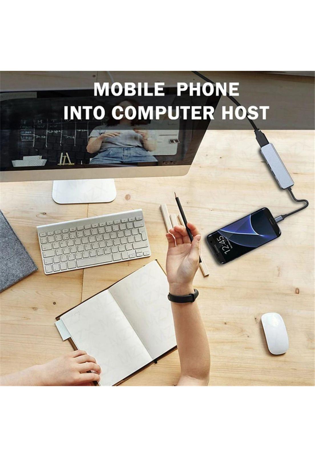 Hub Multipuerto Type-C (5en1) Pro HDMI 4K PD 100W + USB 3.0-4