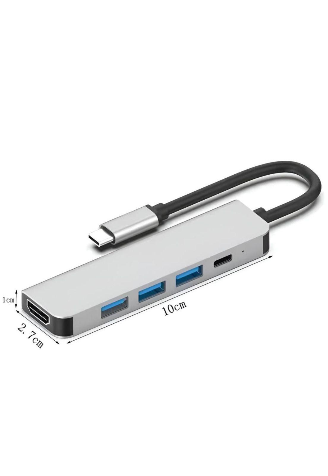 Hub Multipuerto Type-C (5en1) Pro HDMI 4K PD 100W + USB 3.0-7