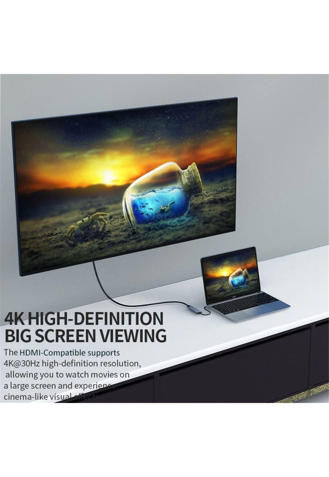 Hub Multipuerto Type-C (5en1) Pro HDMI 4K PD 100W + USB 3.0-3