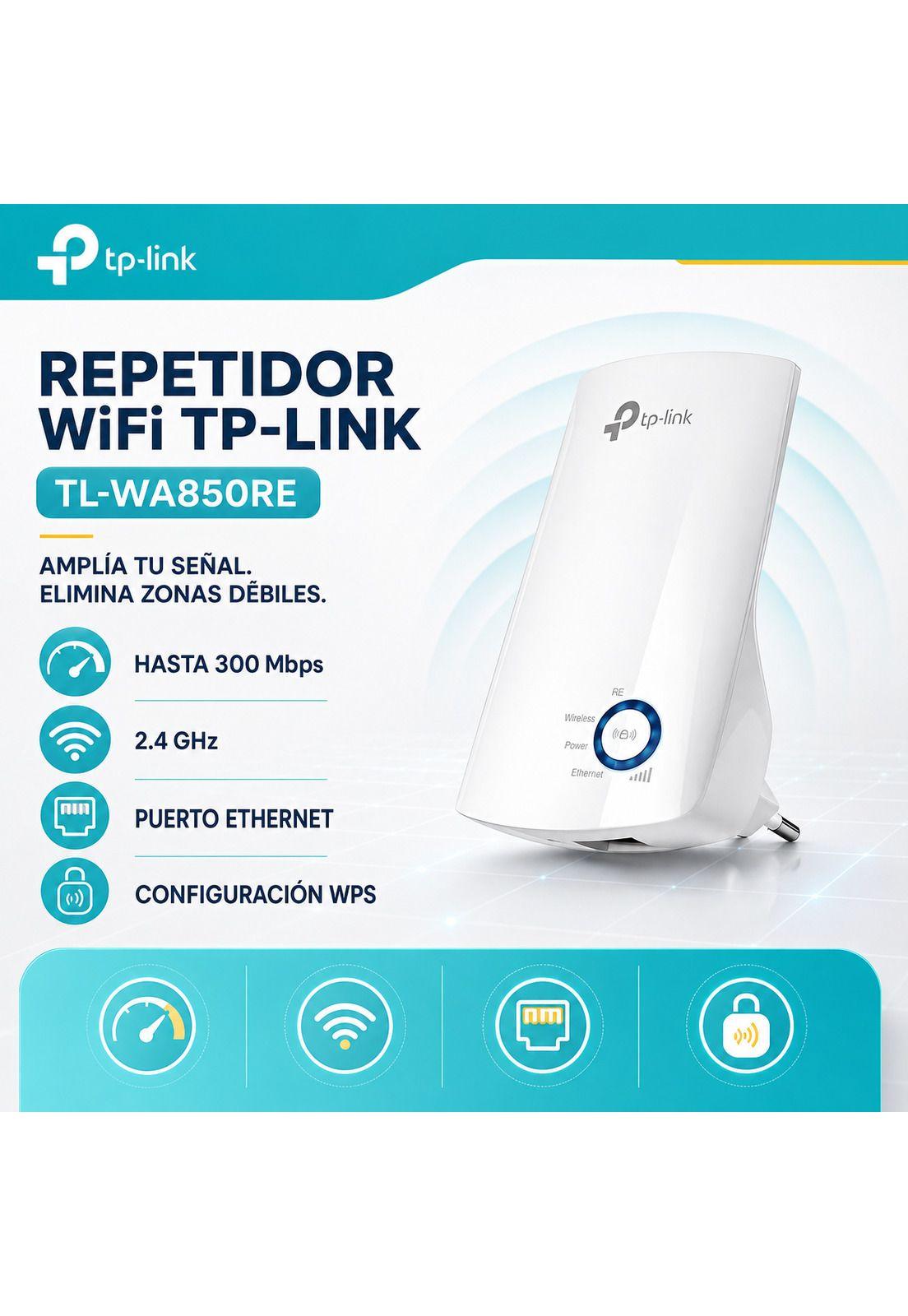 Repetidor Wifi Inalámbrico Tp-Link 300Mbps TL-WA850RE-6