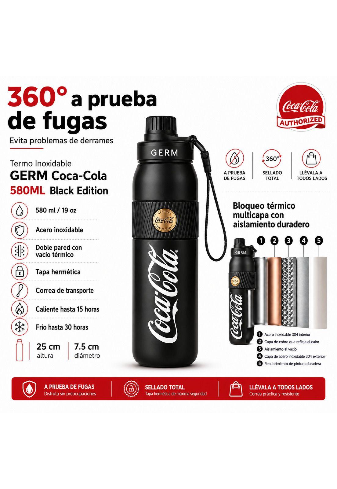 Termo Inoxidable GERM Coca-Cola 580ML Black Edition-7
