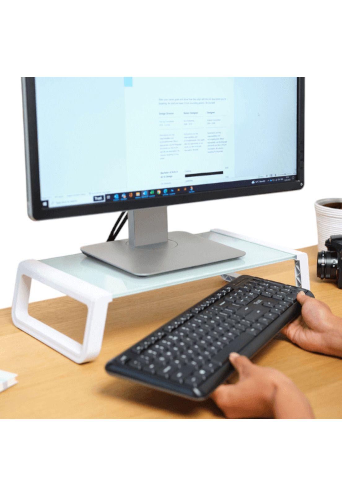 Soporte de Monitor Trust Monta Premium Tempered GLASS White-6