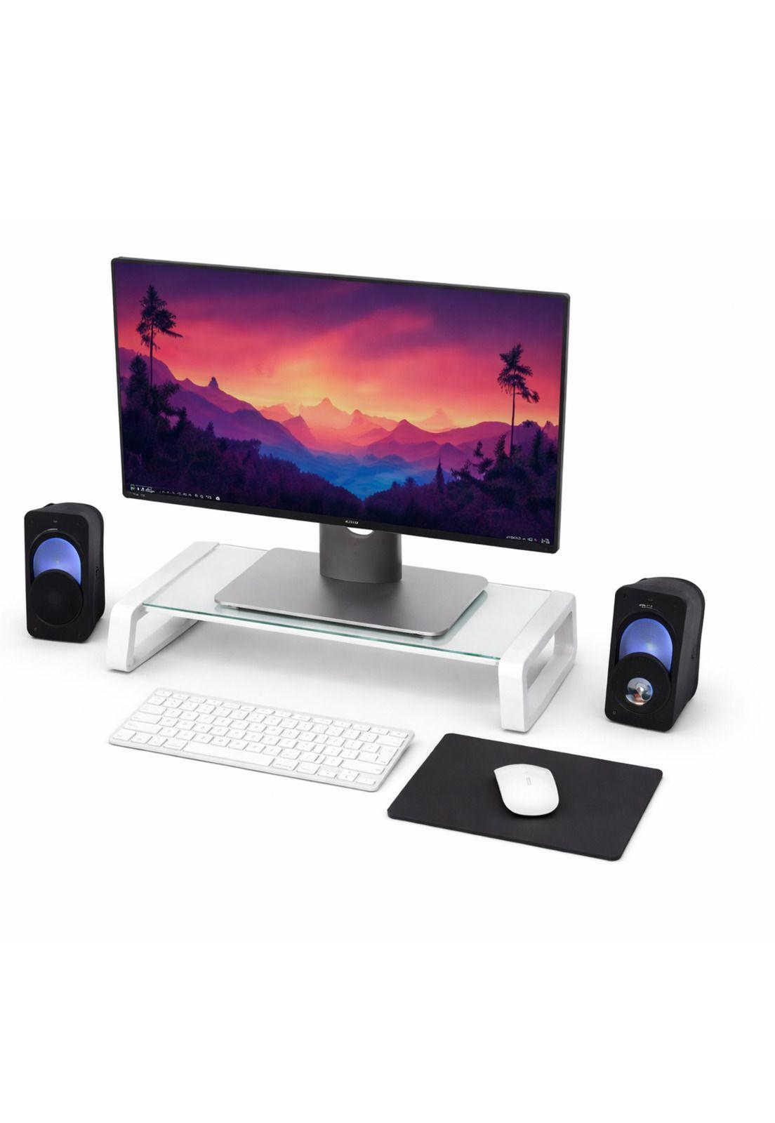 Soporte de Monitor Trust Monta Premium Tempered GLASS White-7