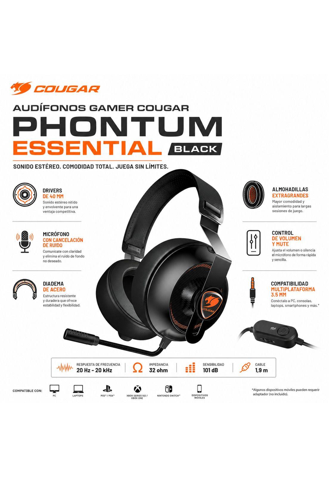 Audifonos Cougar Phontum Essential Black Multiplataformas-6