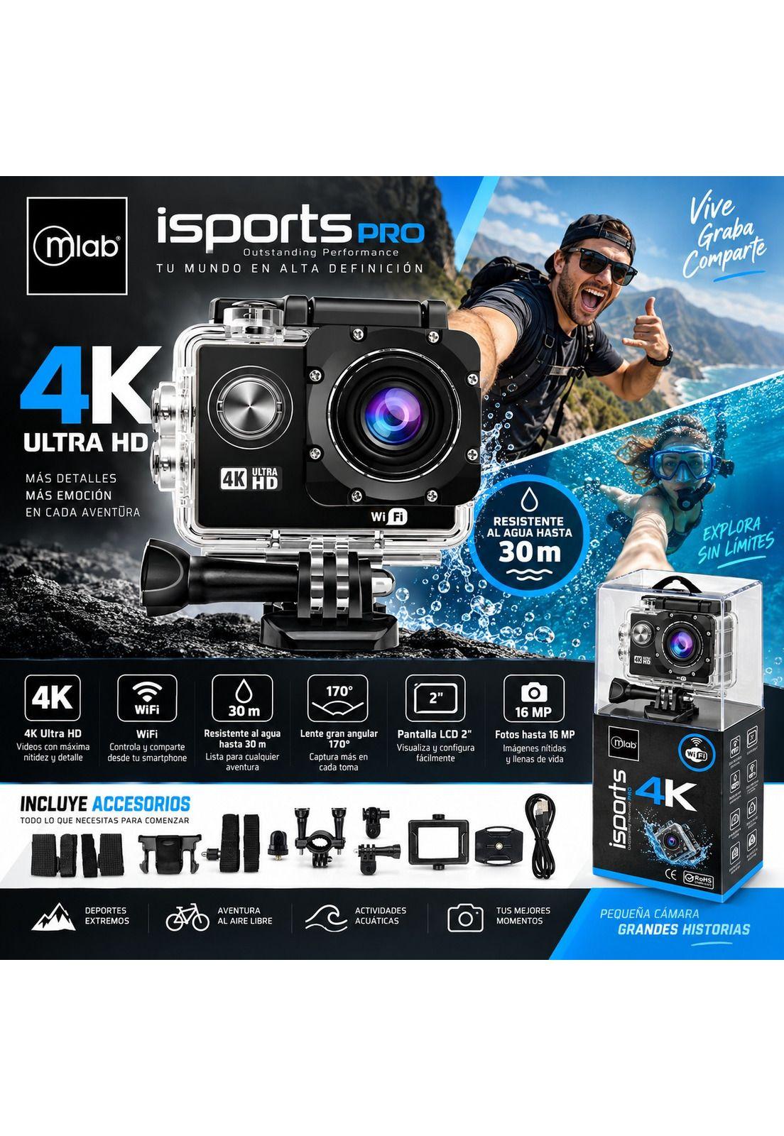 Cámara Deportiva 4K Waterproof Ultra HD ISPORT Wifi - 8962-5