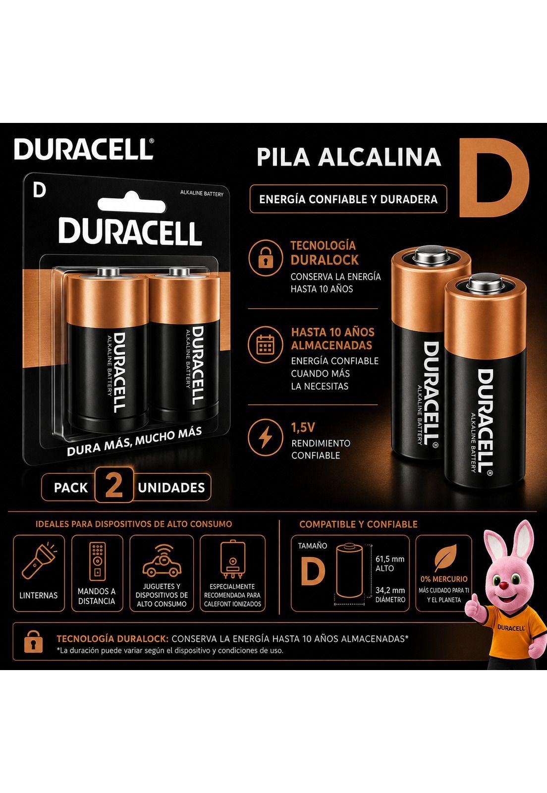 Pila Duracell D Alcalina Extra Duración-3