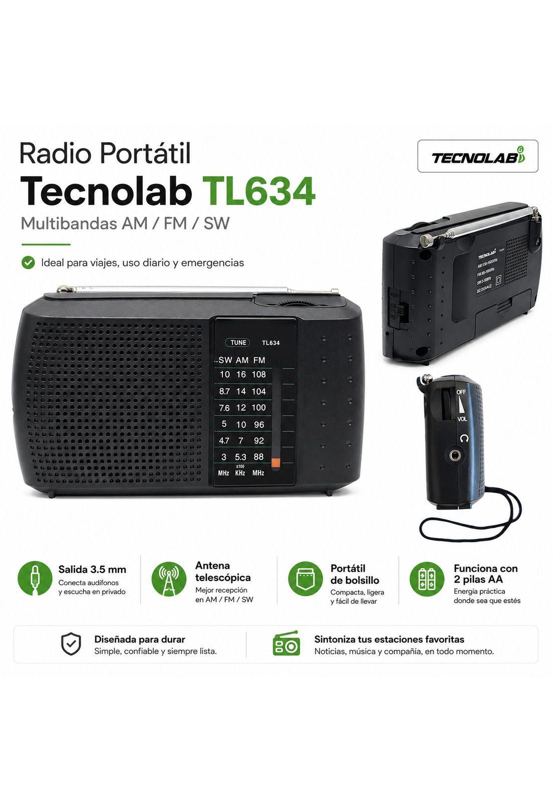 Radio Portátil de Bolsillo Multibandas AM/ FM / SW TL634-6