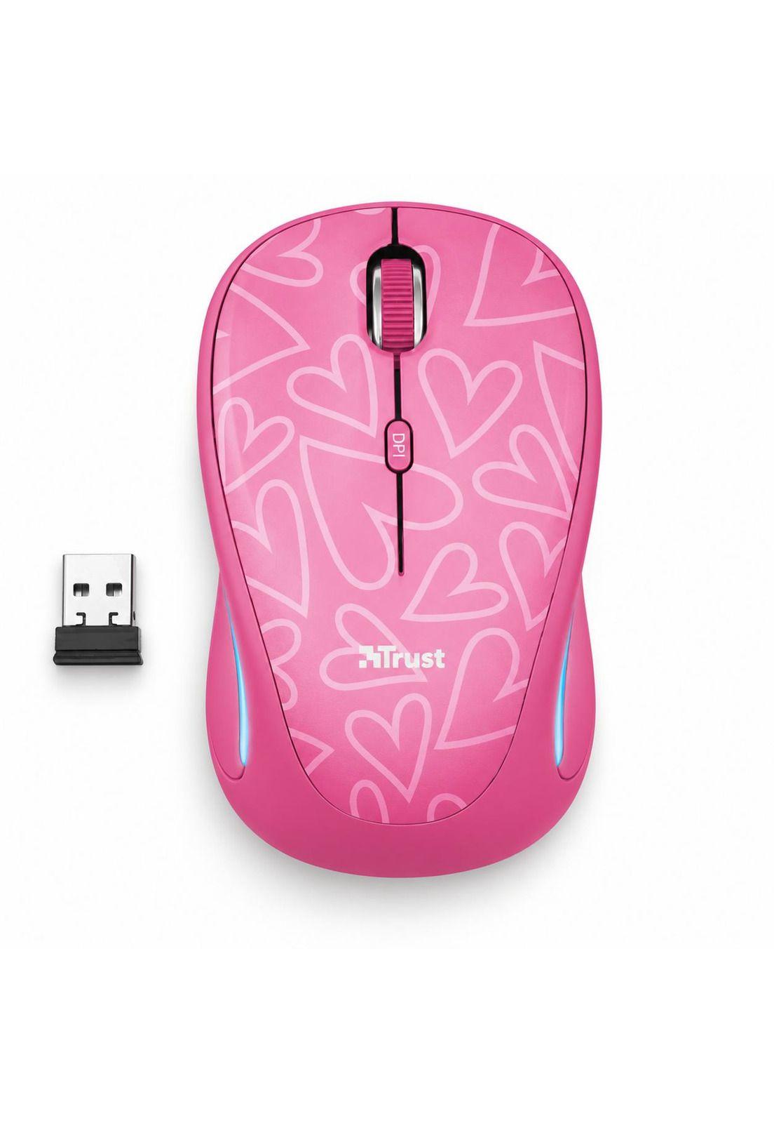 Mouse Inalambrico Rosado Retro Iluminado Rgb Trust Yvi 22336-1