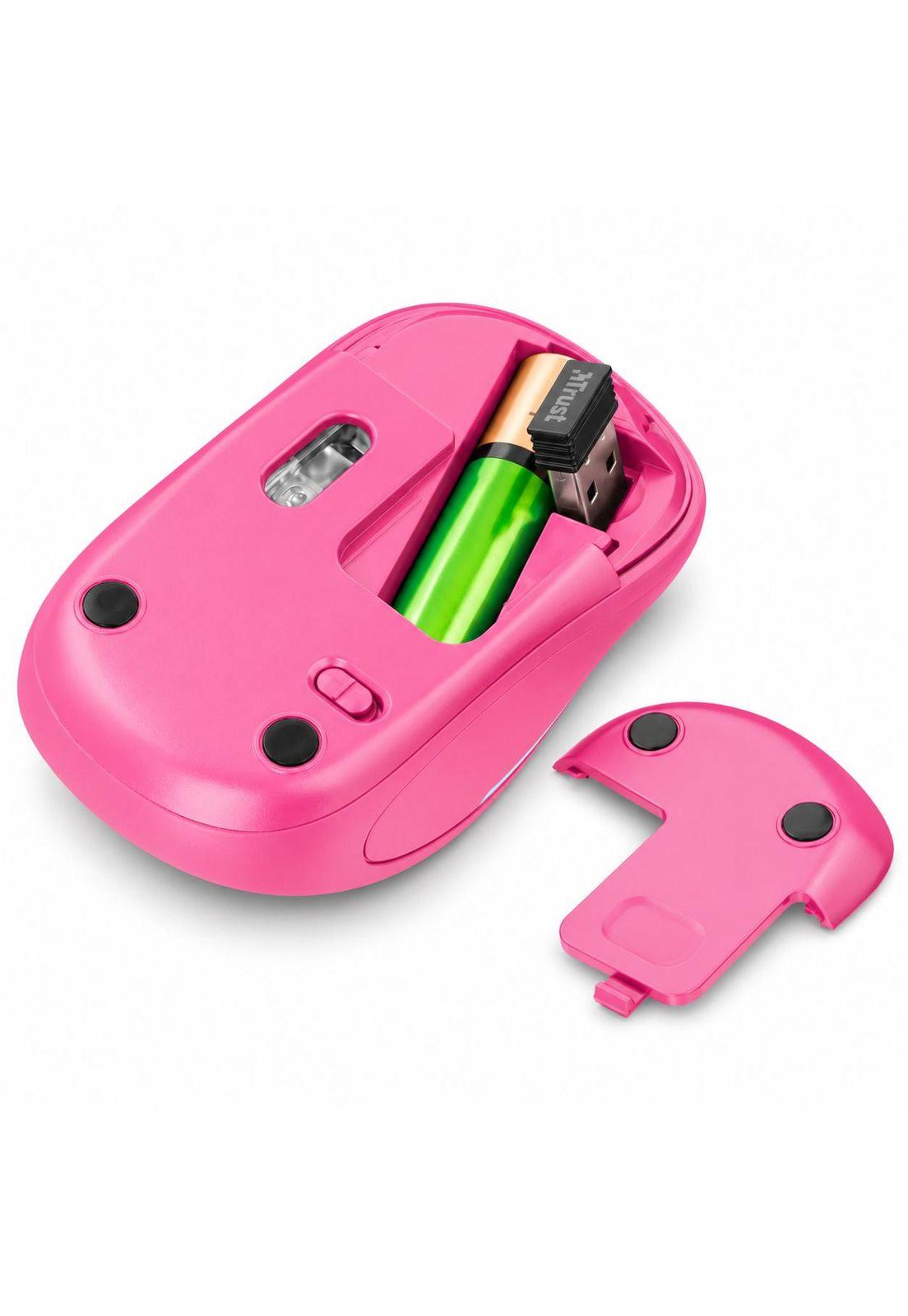 Mouse Inalambrico Rosado Retro Iluminado Rgb Trust Yvi 22336-4