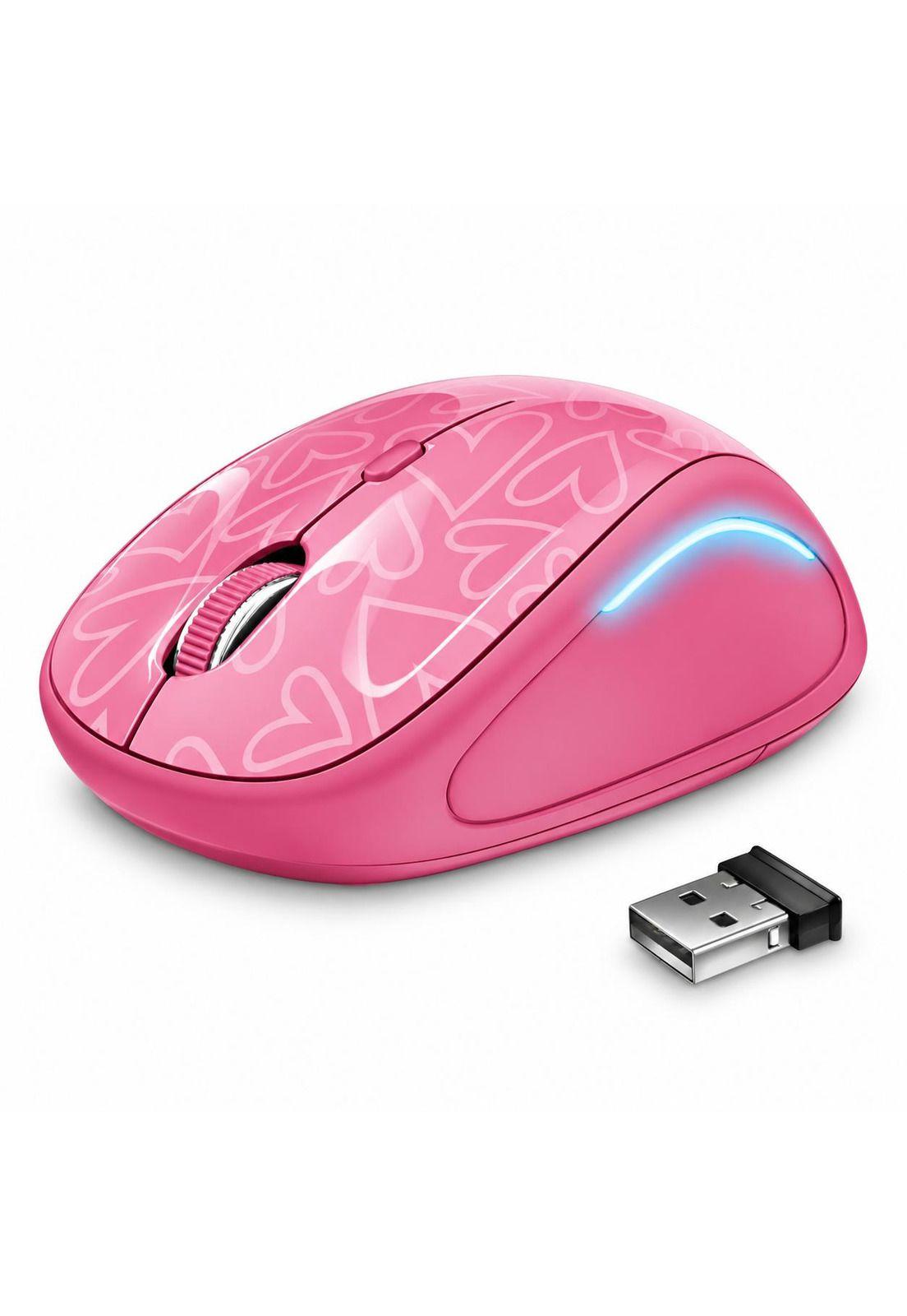 Mouse Inalambrico Rosado Retro Iluminado Rgb Trust Yvi 22336-5