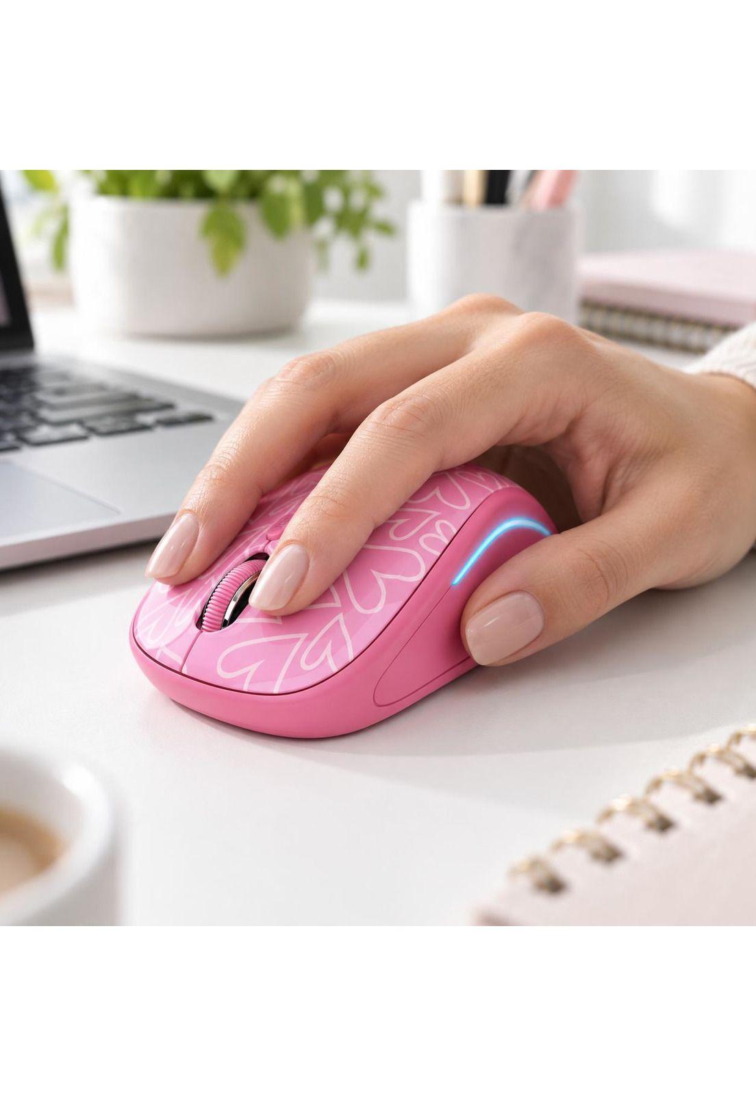 Mouse Inalambrico Rosado Retro Iluminado Rgb Trust Yvi 22336-8