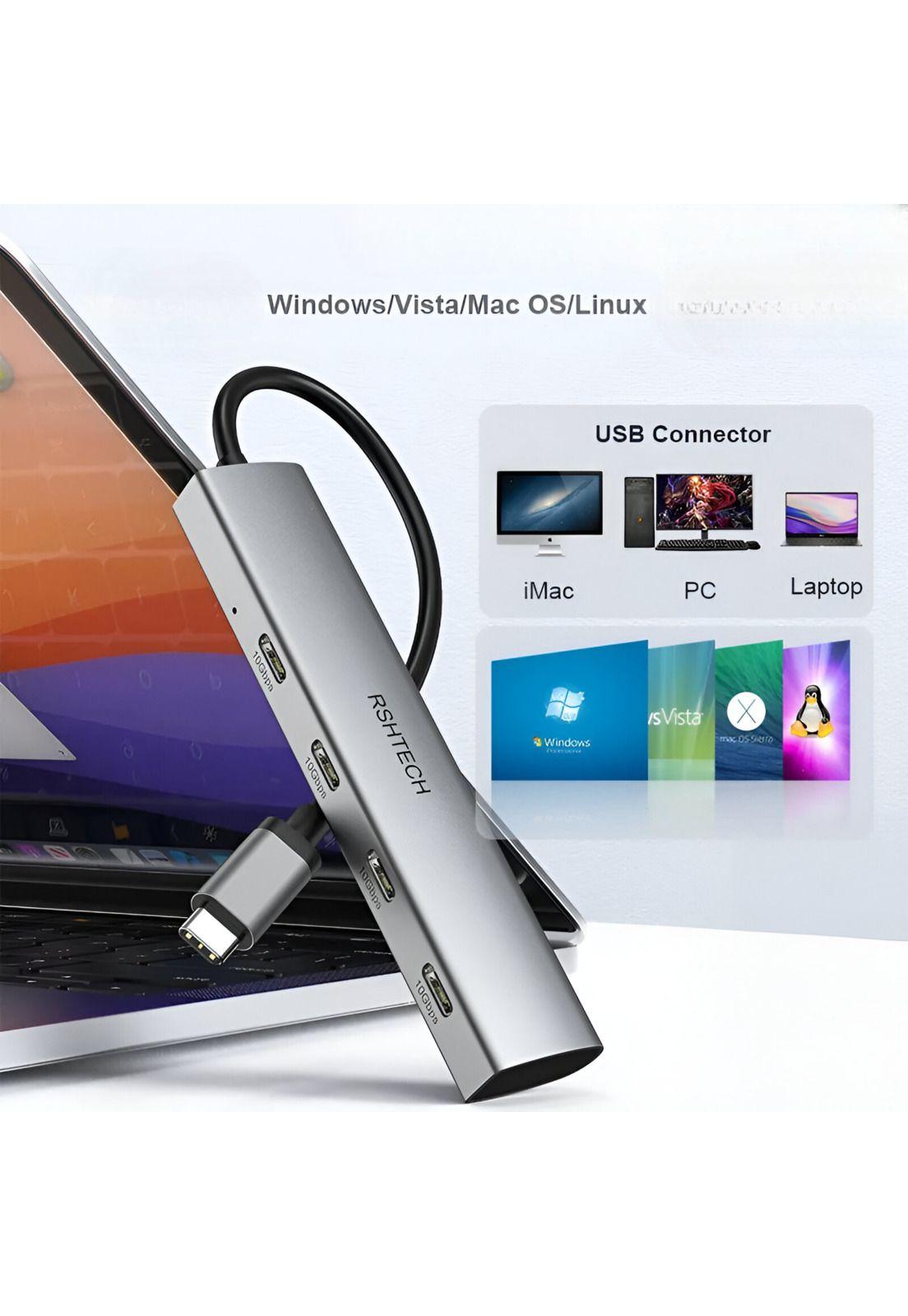 HUB USB-C 3.2 Aluminium 4 Puertos C Tecmaster TM-100554-2