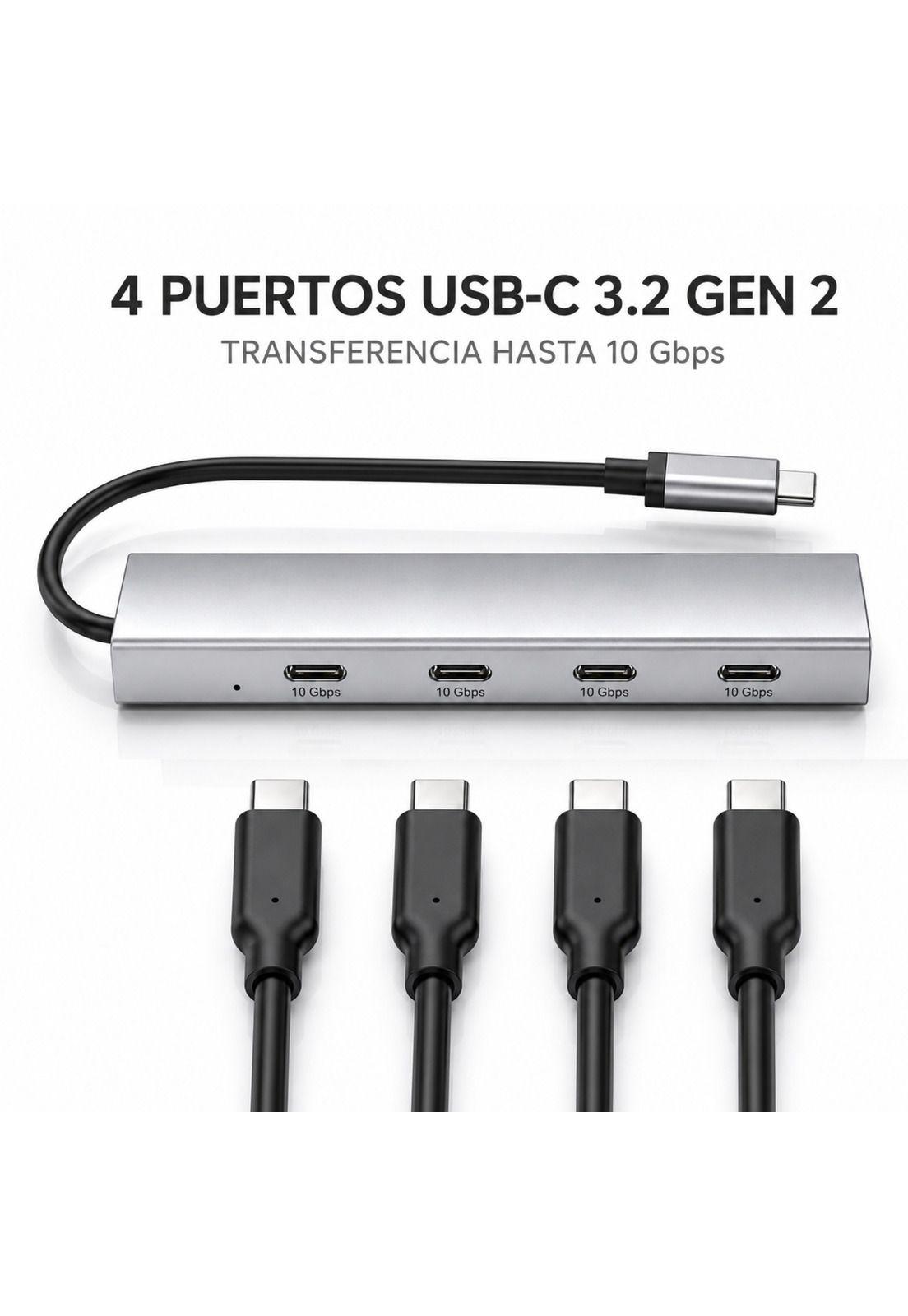 HUB USB-C 3.2 de Aluminio con 4 Puertos USB-C de 10 Gbps-2