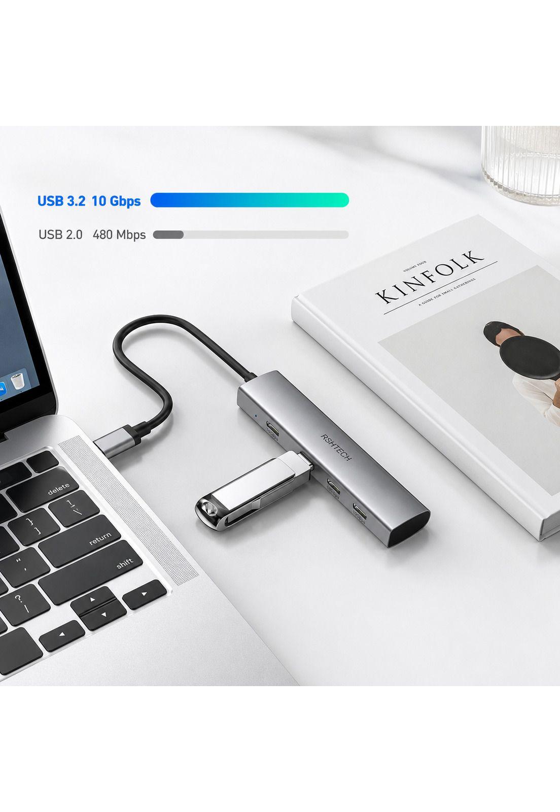 HUB USB-C 3.2 de Aluminio con 4 Puertos USB-C de 10 Gbps-6