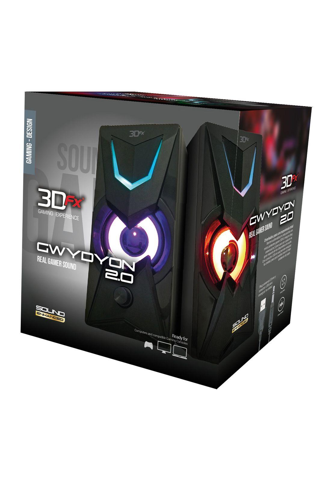 Parlantes Gamer 3DFX FULL RGB DEEP BASS USB 2.0 / AUX 3.5MM-5