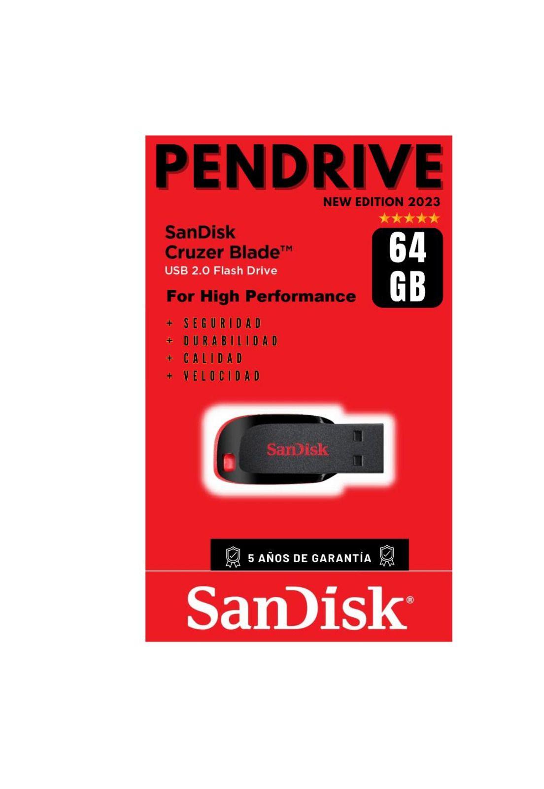 Pendrive Sandisk 64 GB Cruzer Blade USB 2.0 Flash Drive Z50-6