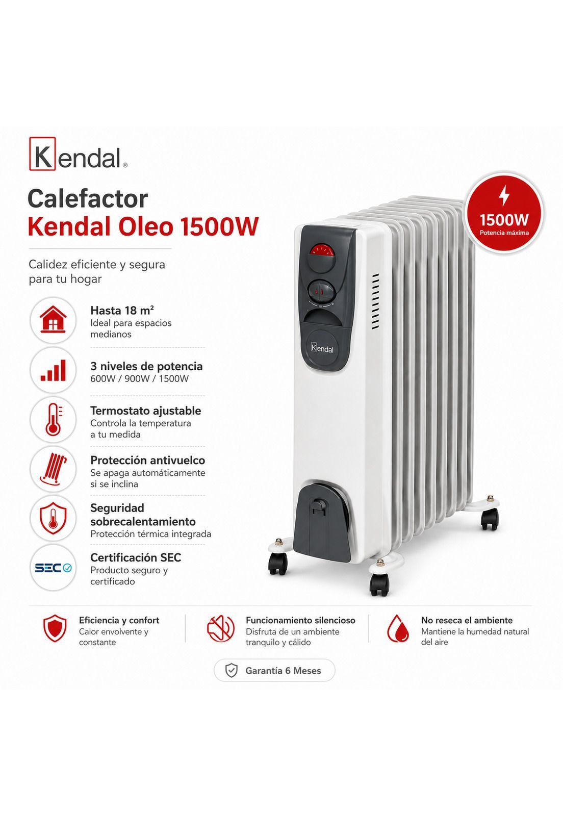 Calefactor Kendal OLEO 1500W Ajustables KO-15000 Hasta 18 M2-5