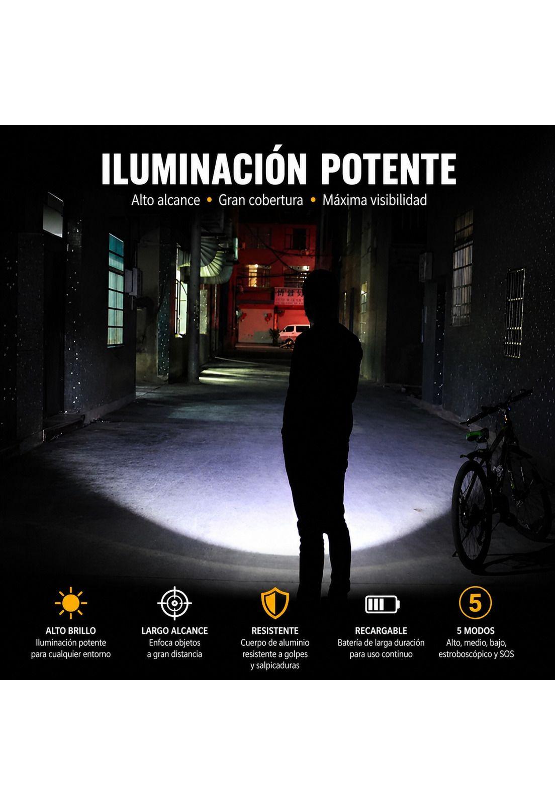 Linterna LED Profesional Multi Uso con Zoom High Power T6-3