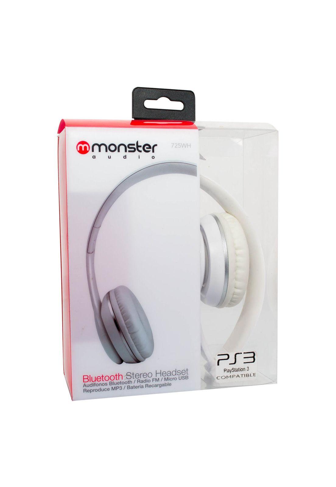 Audífono Bluetooth Plegable Radio FM/SD/ Monster 725White-3