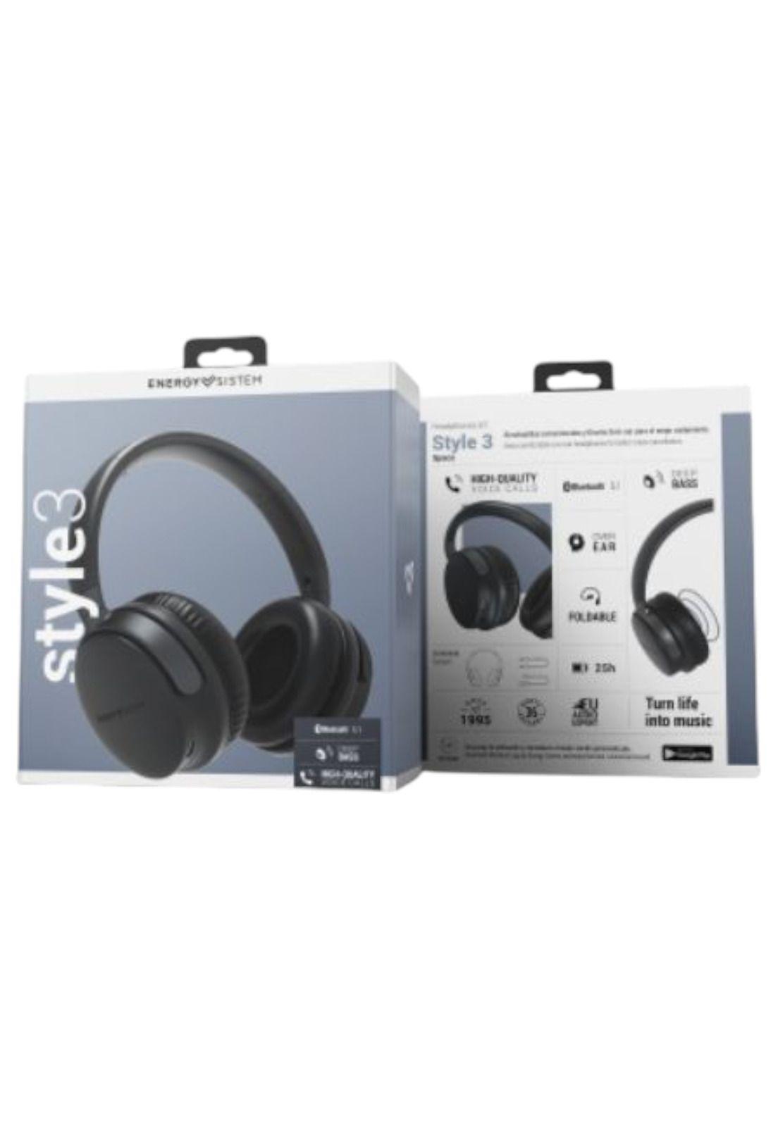 Audifonos  Bluetooth Energy Sistem Style 3 Black Deep Bass 25Hrs-5