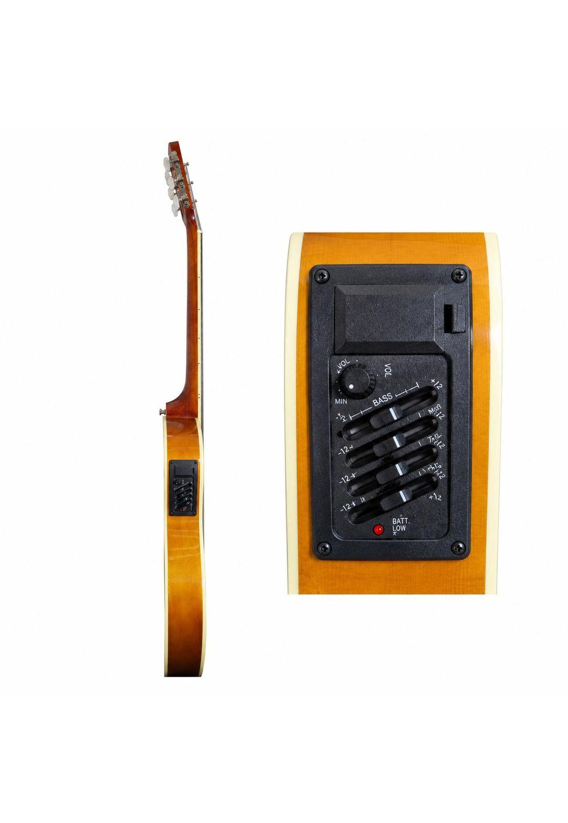 Guitarra Electroacústica Sevillana Cutaway Ultra Delgada Natural con Ecualizador y Funda-3