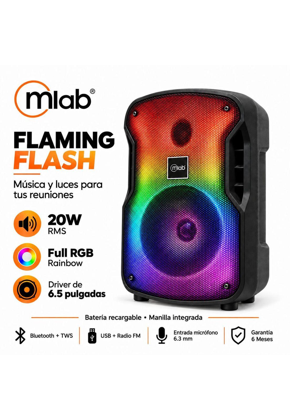 Parlante Bluetooth Flaming Flash Full RGB Light 20W RMS-6