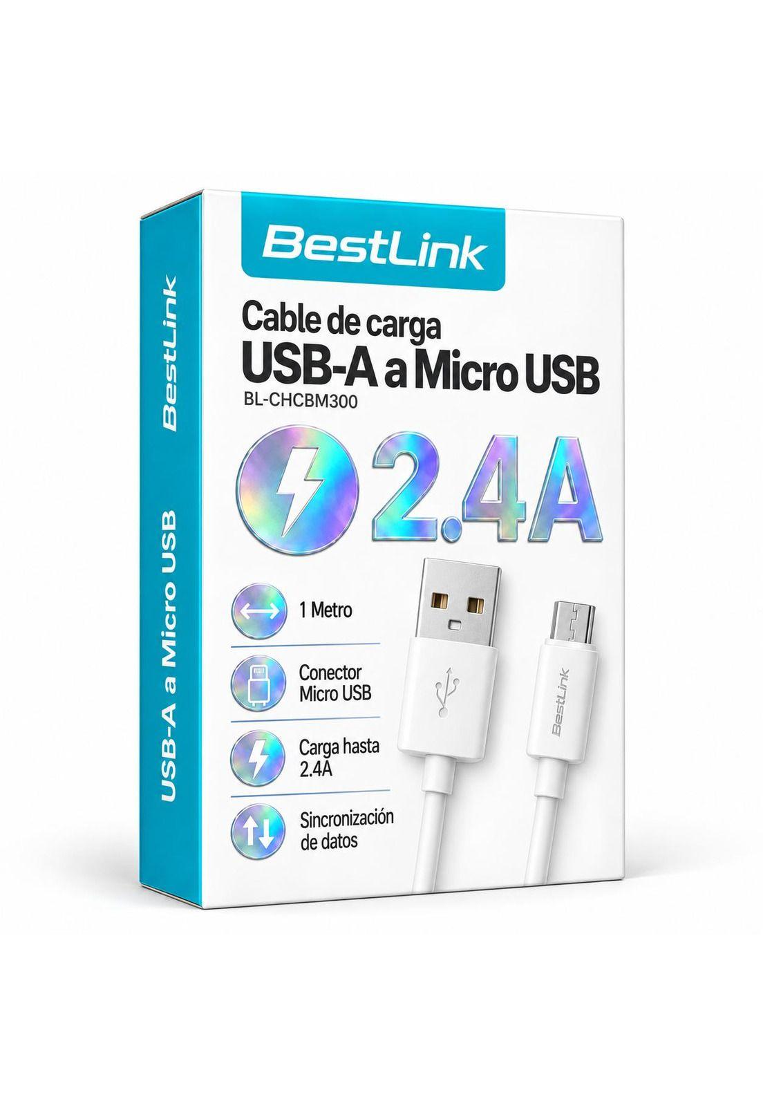 Cable de Datos Fujitel Micro USB 1MT Blanco USBMICRO01B-0