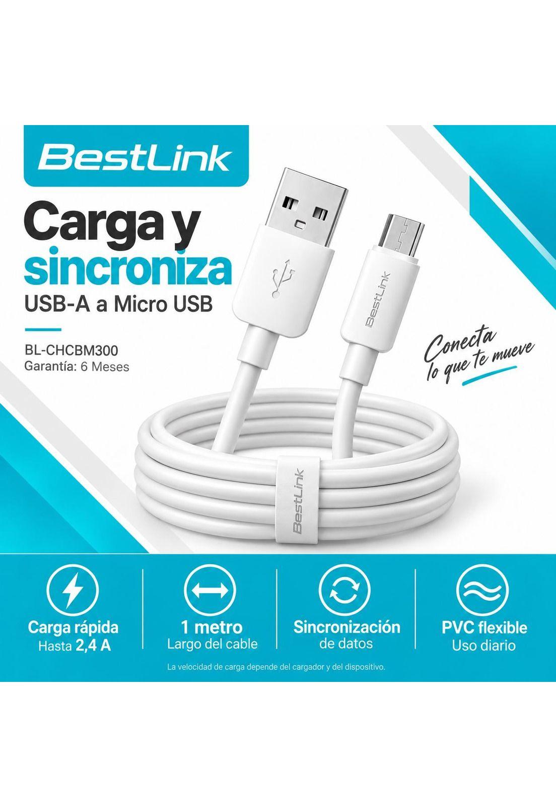 Cable de Datos Fujitel Micro USB 1MT Blanco USBMICRO01B-6