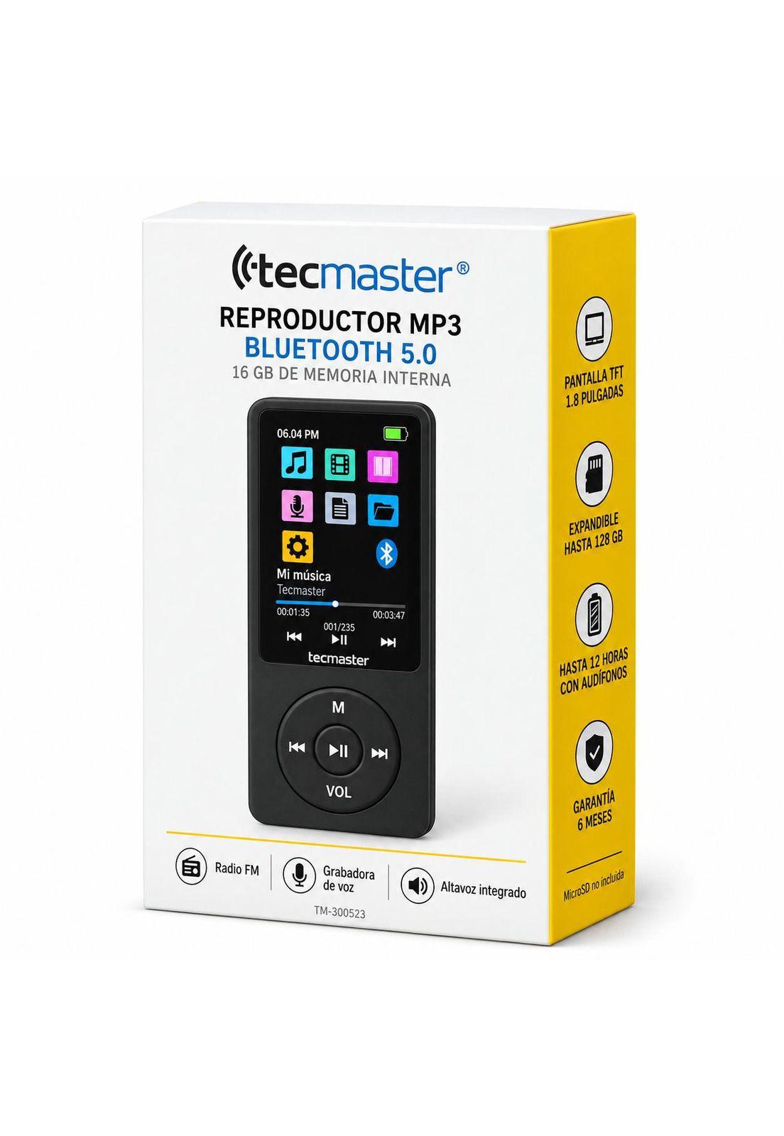 Reproductor MP3 16GB Bluetooth 5.0 Tecmaster TM-300523 Negro-7