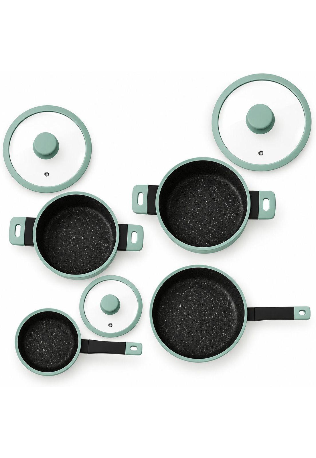 Pack Batería de Cocina Profesional KW Forged Aluminum Ceramic Soho Mint-1