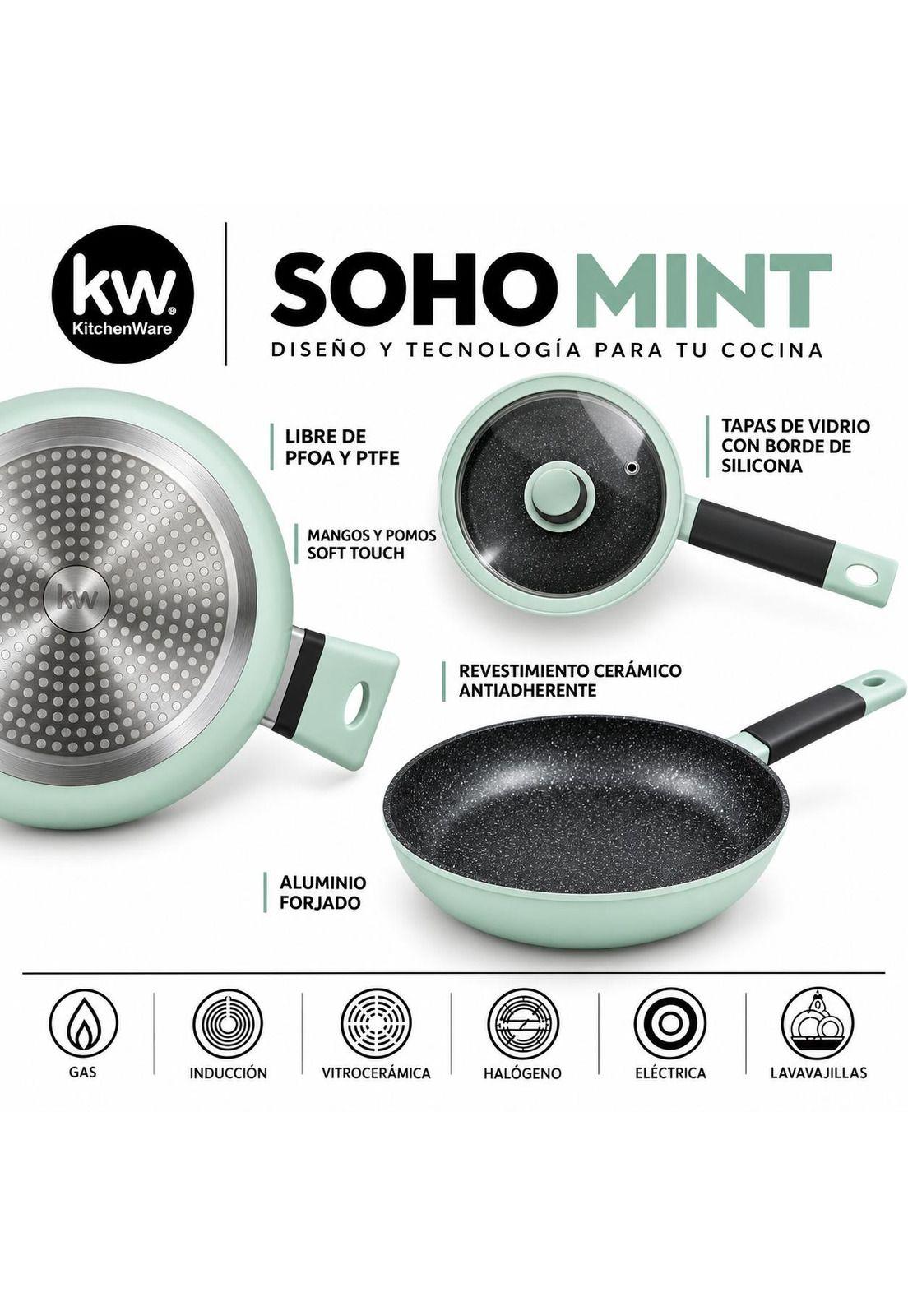 Pack Batería de Cocina Profesional KW Forged Aluminum Ceramic Soho Mint-4