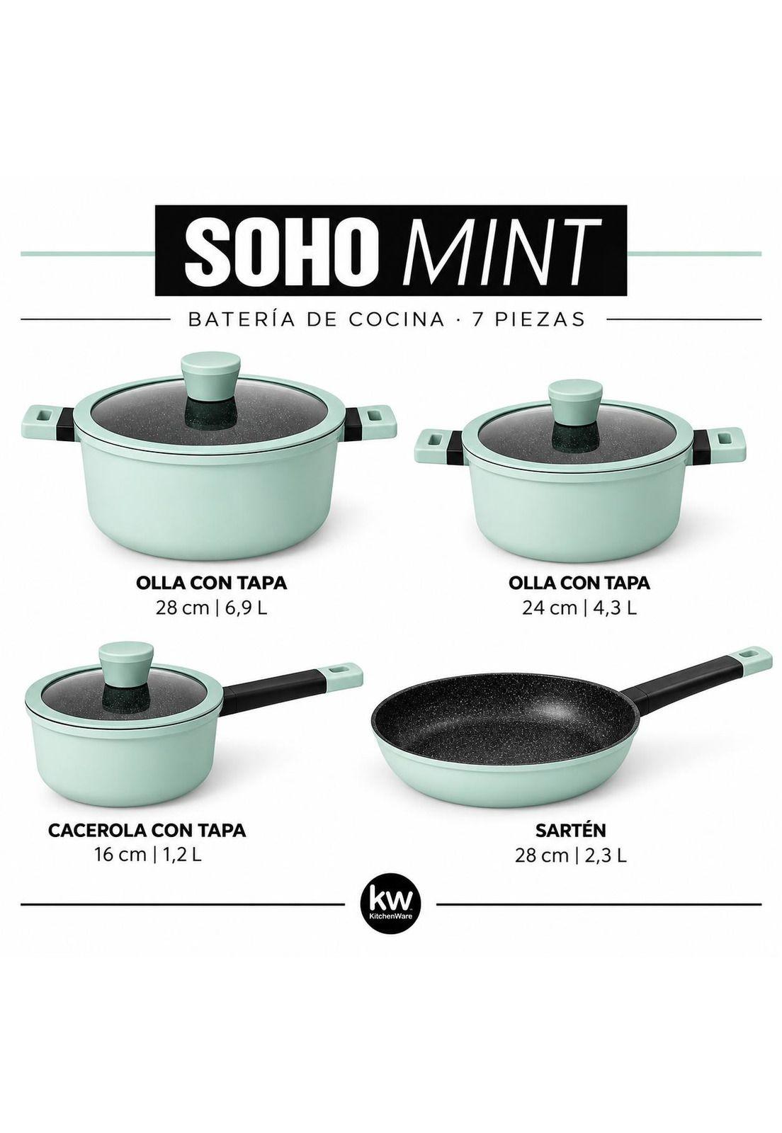 Pack Batería de Cocina Profesional KW Forged Aluminum Ceramic Soho Mint-5