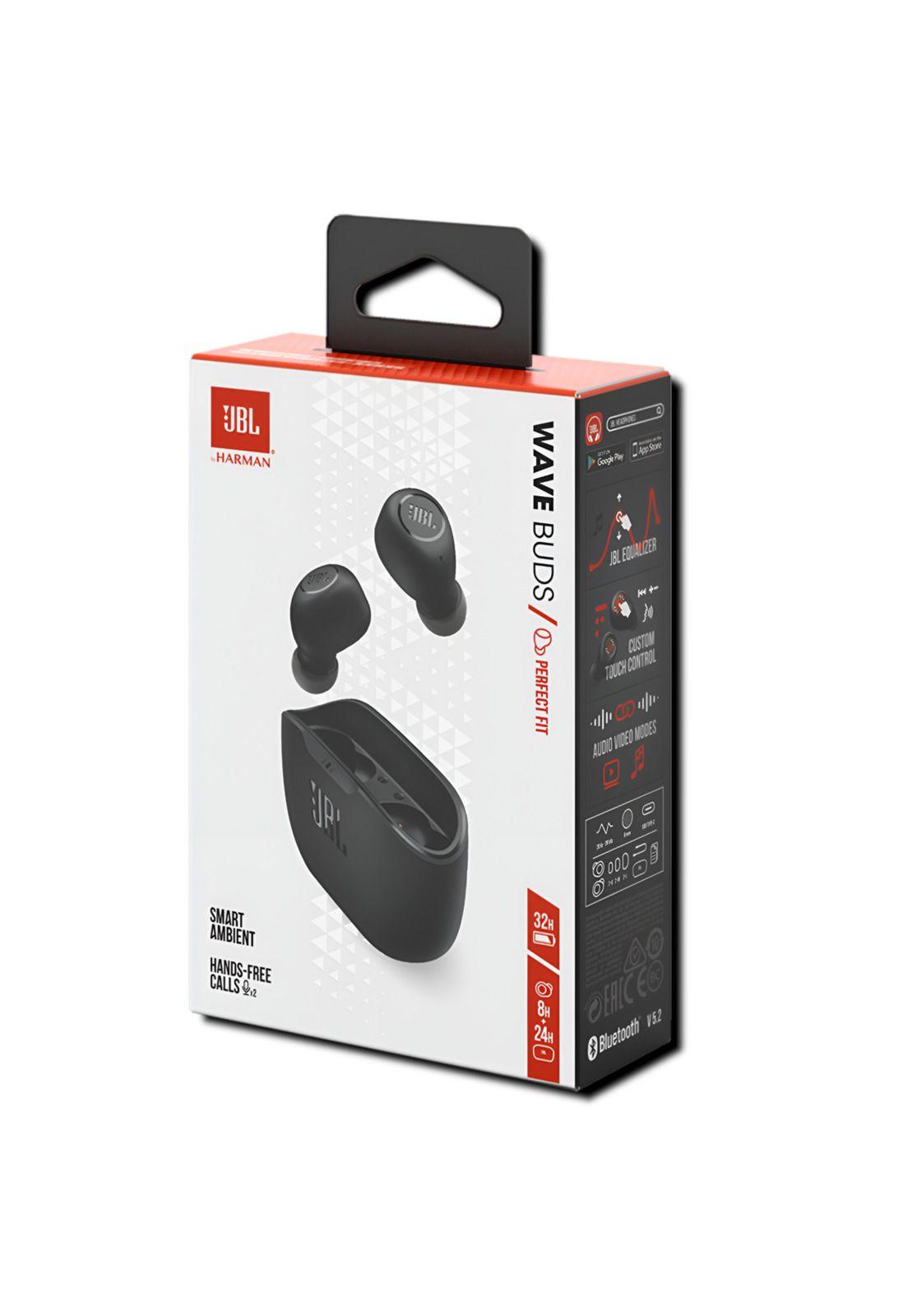 Audífonos JBL Bluetooth TWS Wave Buds Autonomía de 32H Black-0