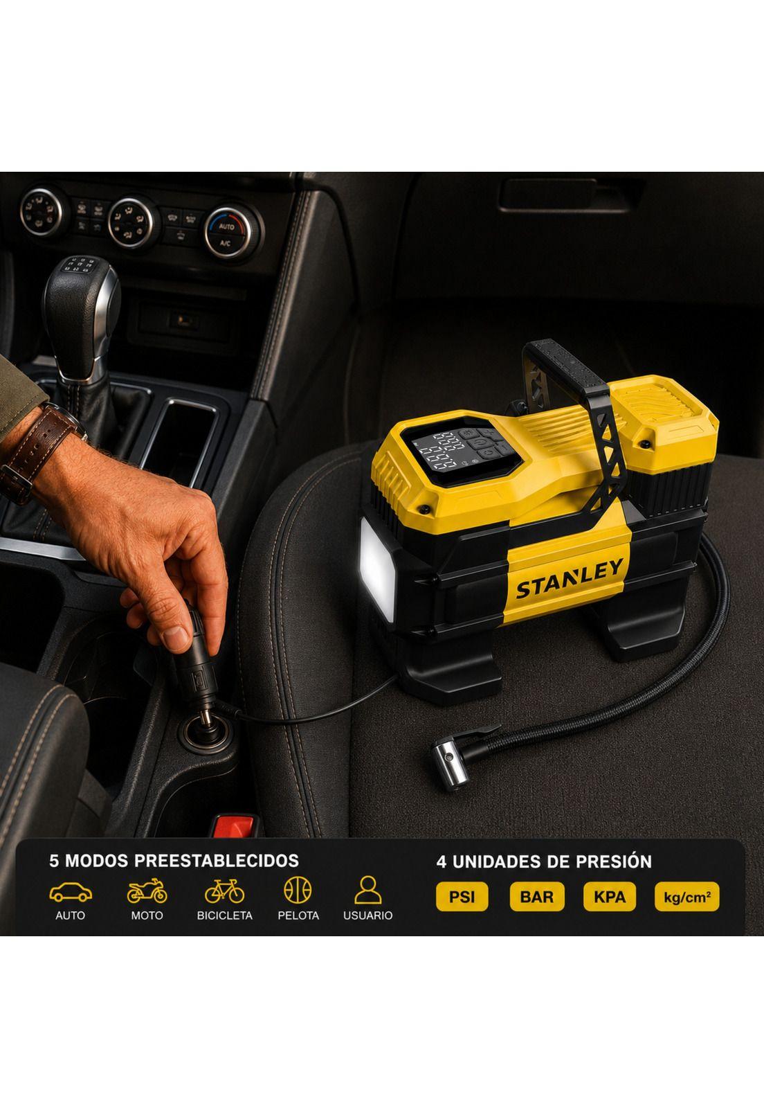 Inflador de Neumáticos Stanley 12V Autos-4x4-Camiones 145 PSI Max-6
